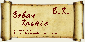 Boban Košpić vizit kartica